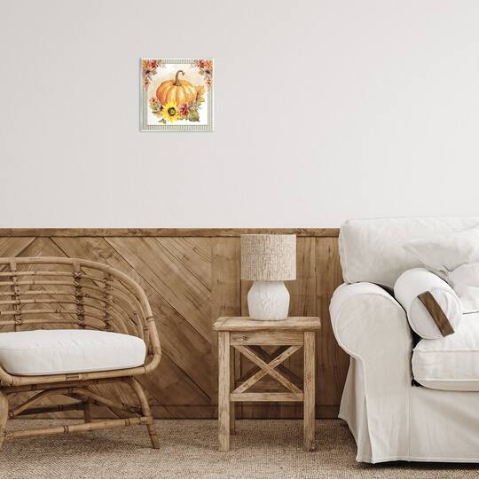 Stupell Industries Pumpkin with Flower Accent Canvas Wall Art